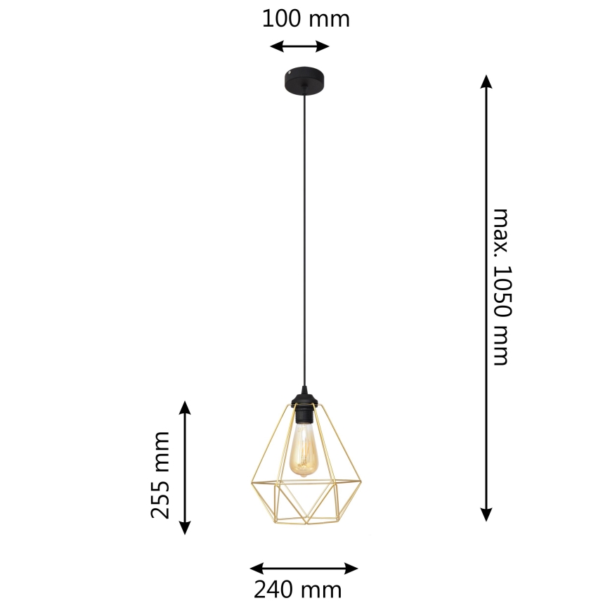 Luster na sajli KARO 1xE27/15W/230V zlatna/crno