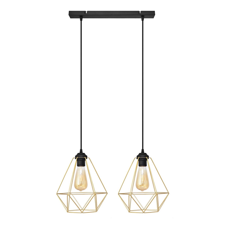 Luster na sajli KARO 2xE27/15W/230V zlatna/crno
