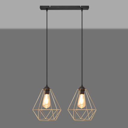 Luster na sajli KARO 2xE27/15W/230V zlatna/crno
