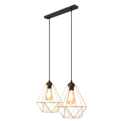 Luster na sajli KARO 2xE27/15W/230V zlatna/crno