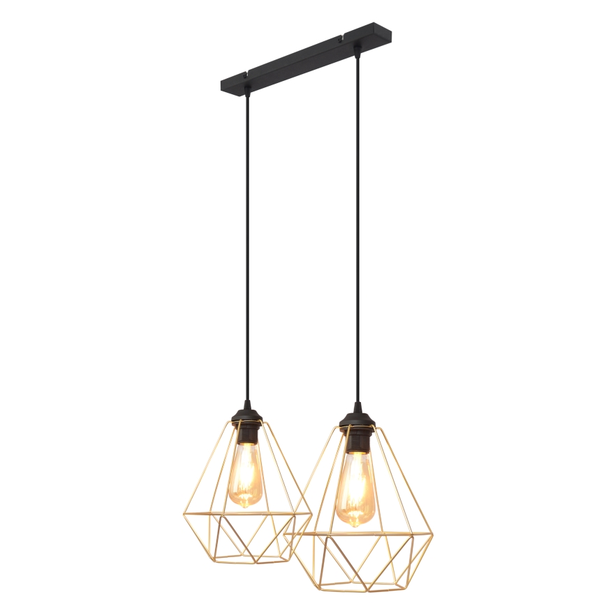 Luster na sajli KARO 2xE27/15W/230V zlatna/crno