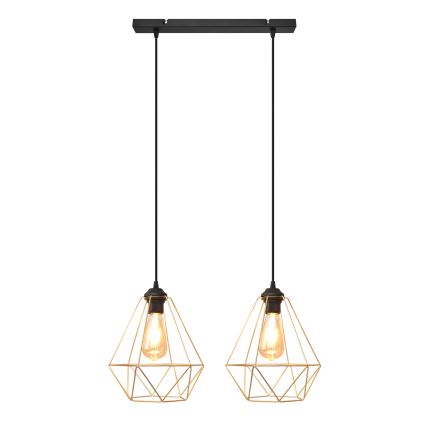 Luster na sajli KARO 2xE27/15W/230V zlatna/crno