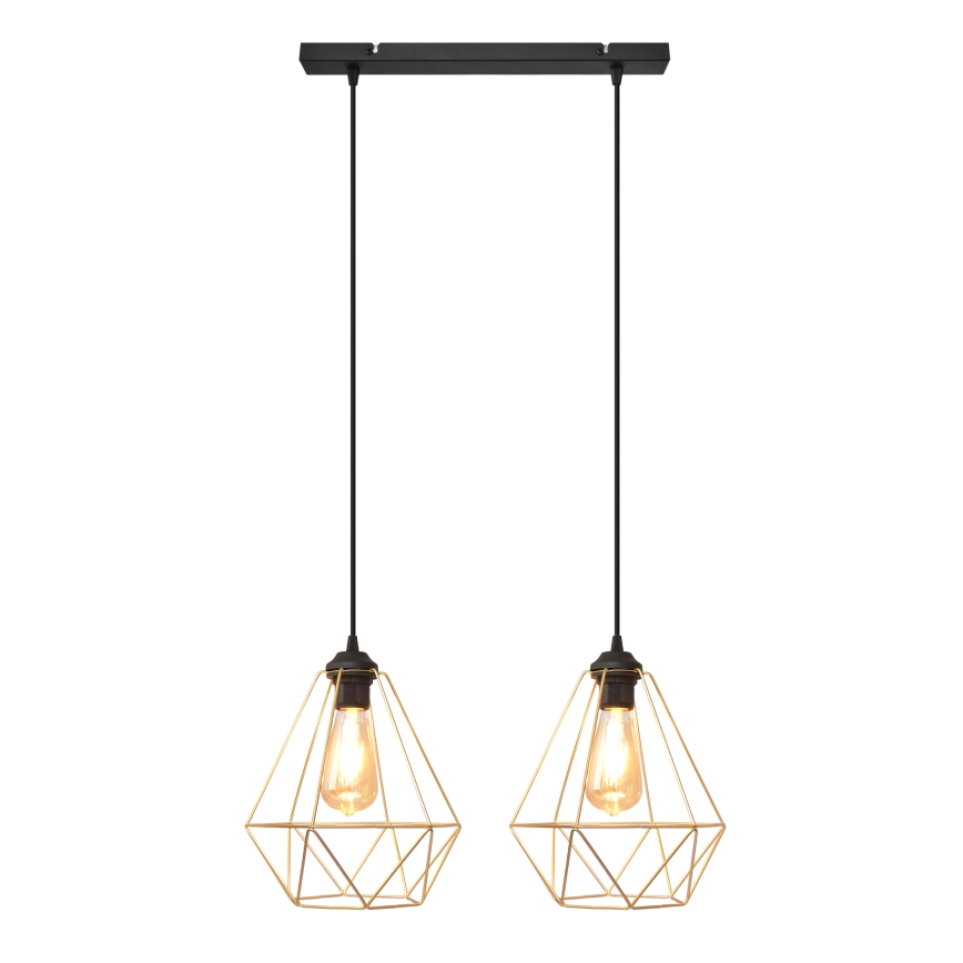Luster na sajli KARO 2xE27/15W/230V zlatna/crno