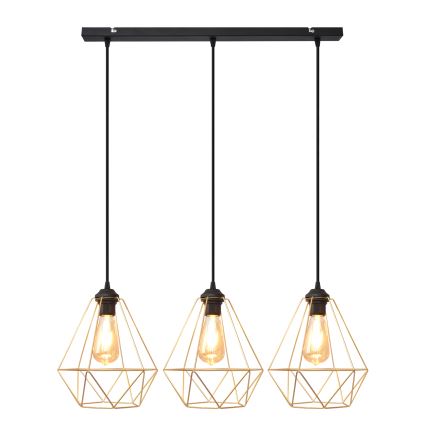 Luster na sajli KARO 3xE27/15W/230V zlatna/crno