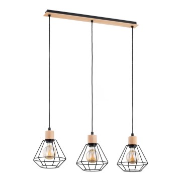 Luster na sajli KASTEL BASKET 3xE27/60W/230V bež/crno