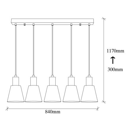 Luster na sajli KEM 5xE27/40W/230V crna