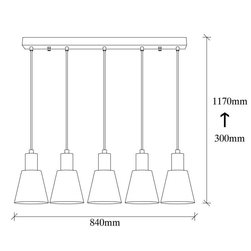 Luster na sajli KEM 5xE27/40W/230V crna