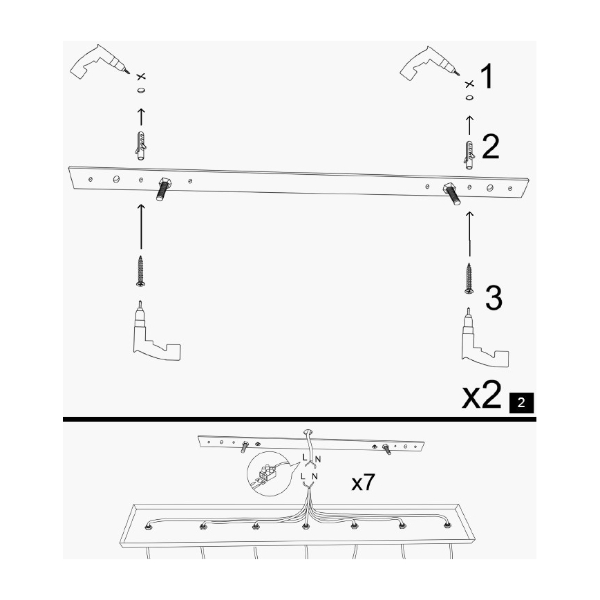 Luster na sajli KEM 5xE27/40W/230V crna
