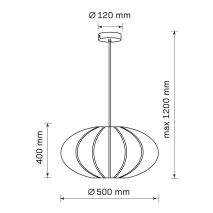 Luster na sajli KINU 1xE27/20W/230V pr. 50 cm crno