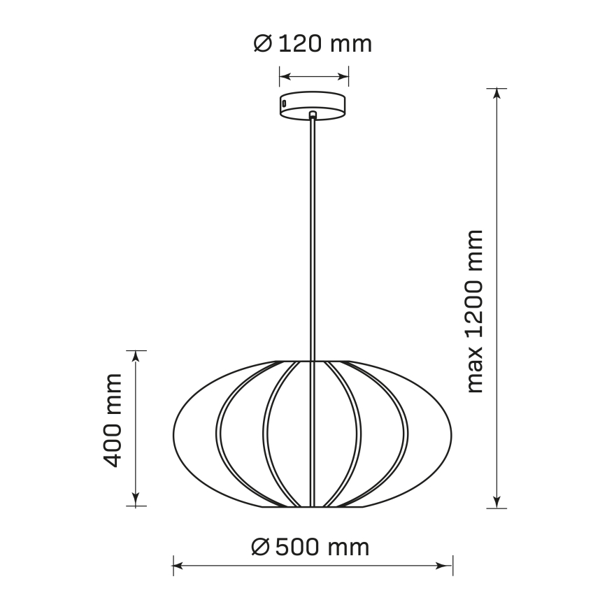 Luster na sajli KINU 1xE27/20W/230V pr. 50 cm crno