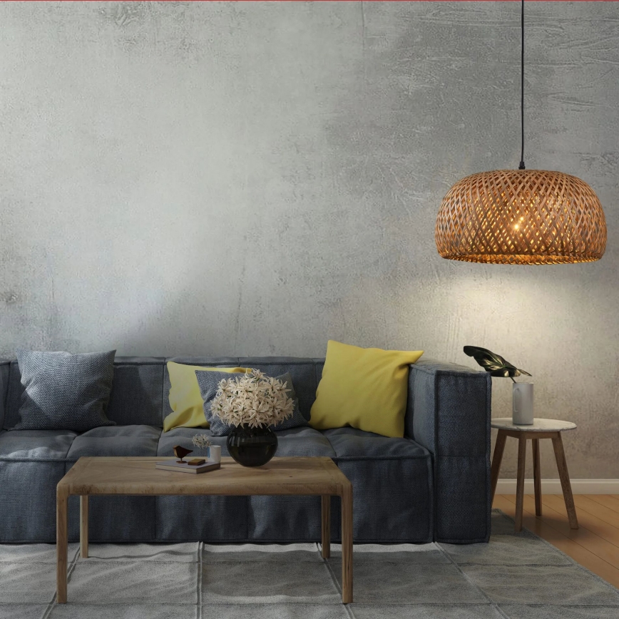Luster na sajli KORFU 1xE27/20W/230V pr. 38 cm bambus