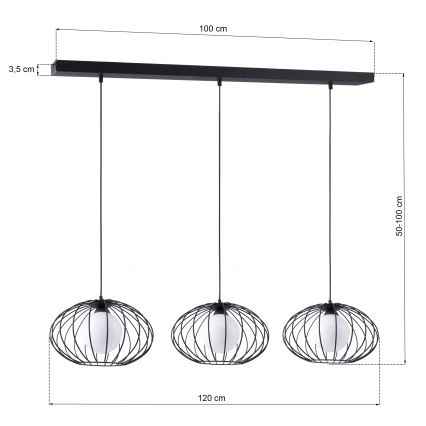 Luster na sajli KRONOS 3xE14/40W/230V