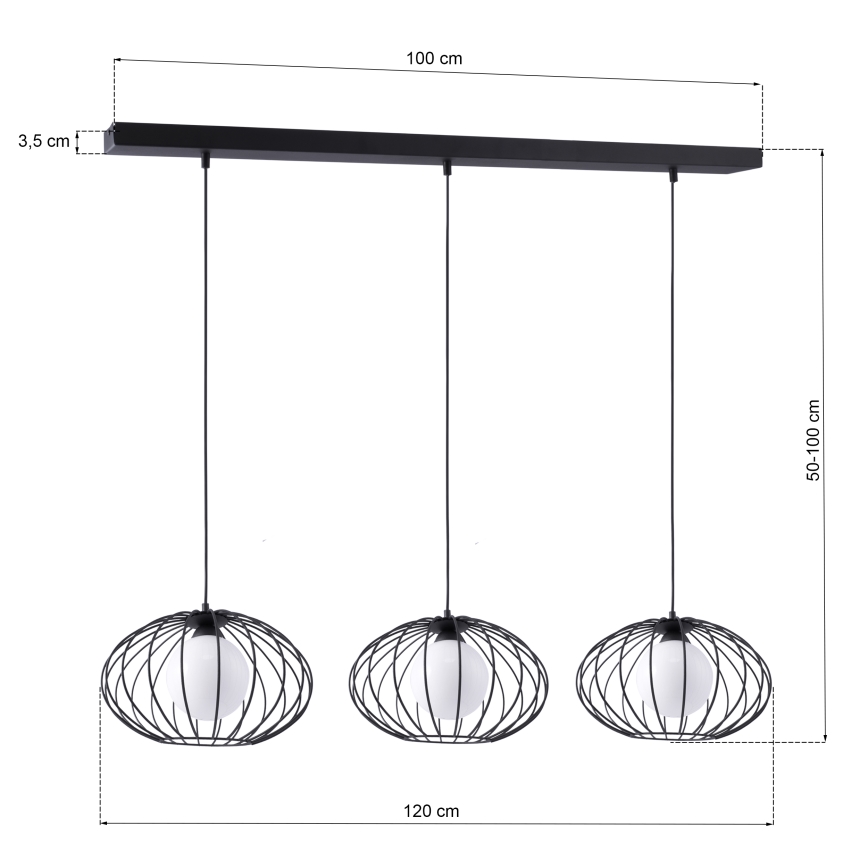 Luster na sajli KRONOS 3xE14/40W/230V