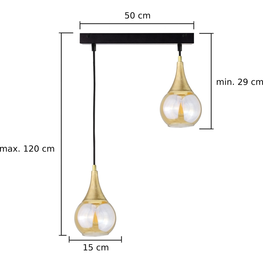 Luster na sajli LACRIMA HONEY 2xE27/60W/230V