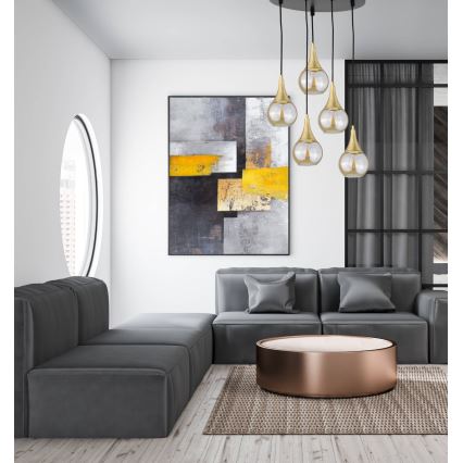 Luster na sajli LACRIMA HONEY 5xE27/60W/230V pr. 45 cm
