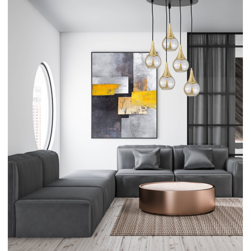 Luster na sajli LACRIMA HONEY 5xE27/60W/230V pr. 45 cm
