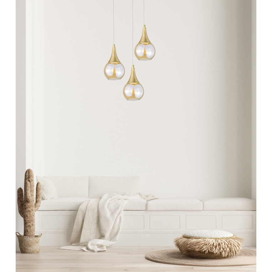 Luster na sajli LACRIMA WHITE 3xE27/60W/230V pr. 30 cm