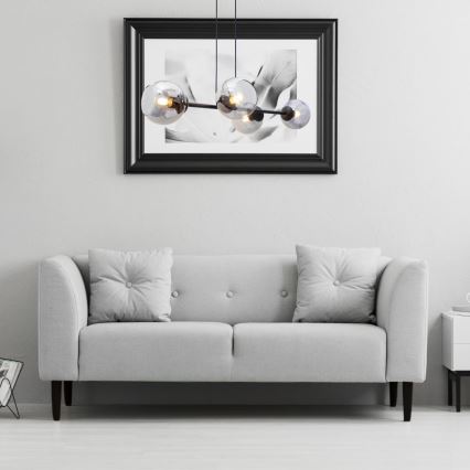 Luster na sajli LATIL 4xE27/60W/230V crno