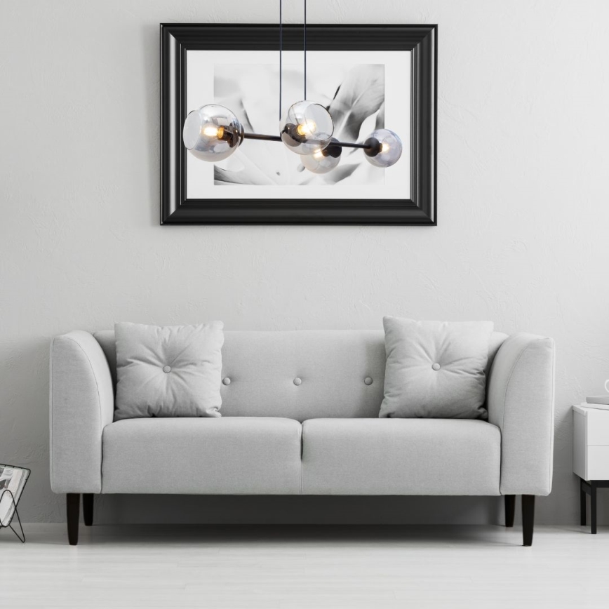 Luster na sajli LATIL 4xE27/60W/230V crno