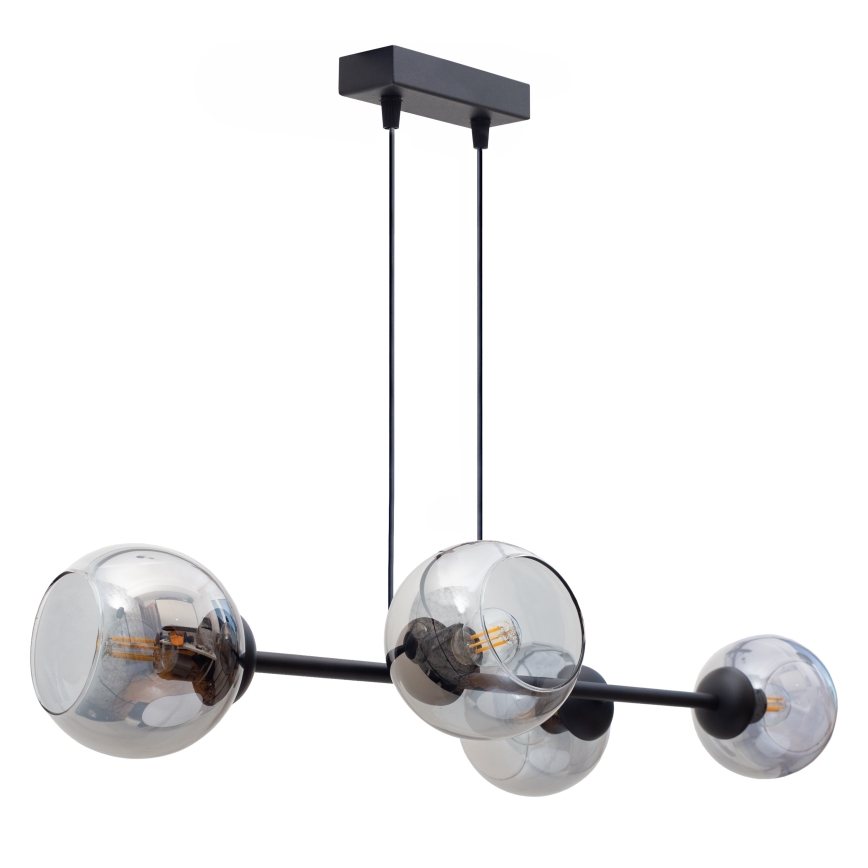 Luster na sajli LATIL 4xE27/60W/230V crno