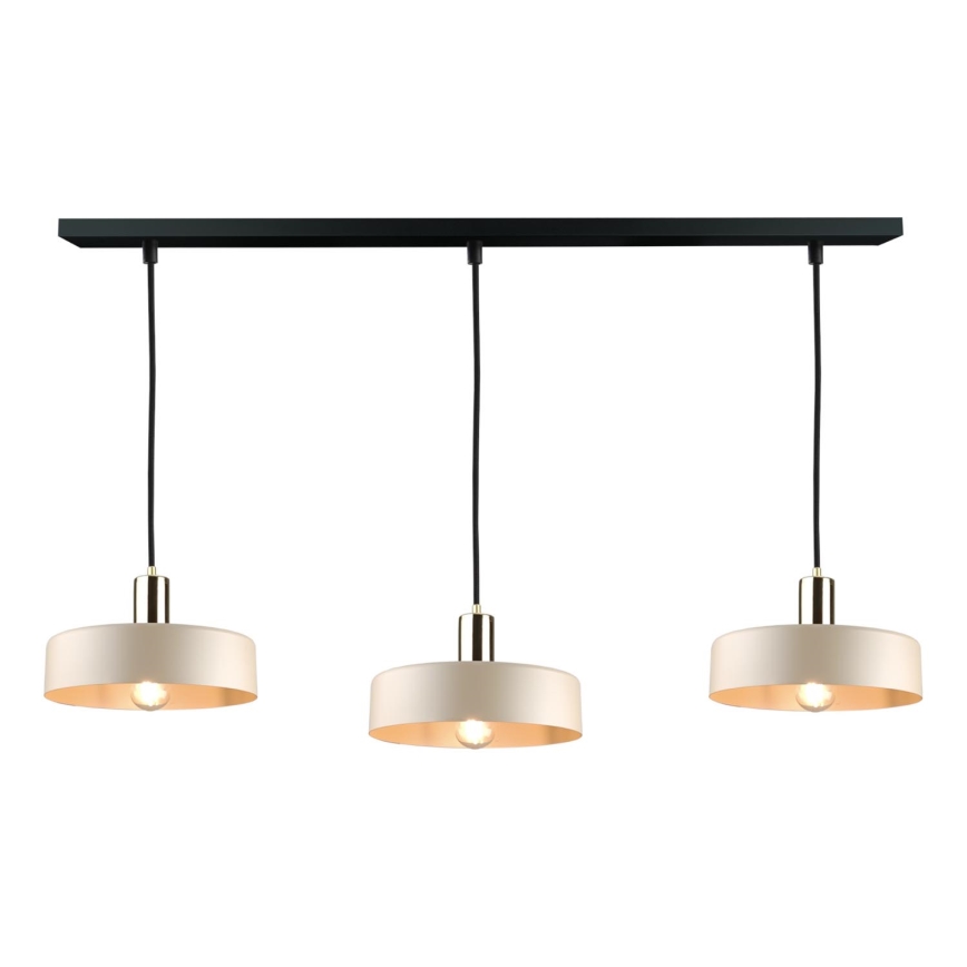 Luster na sajli LATTE 3xE27/60W/230V bež/crno/sjajni krom
