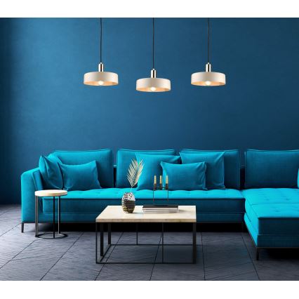 Luster na sajli LATTE 3xE27/60W/230V bež/crno/sjajni krom