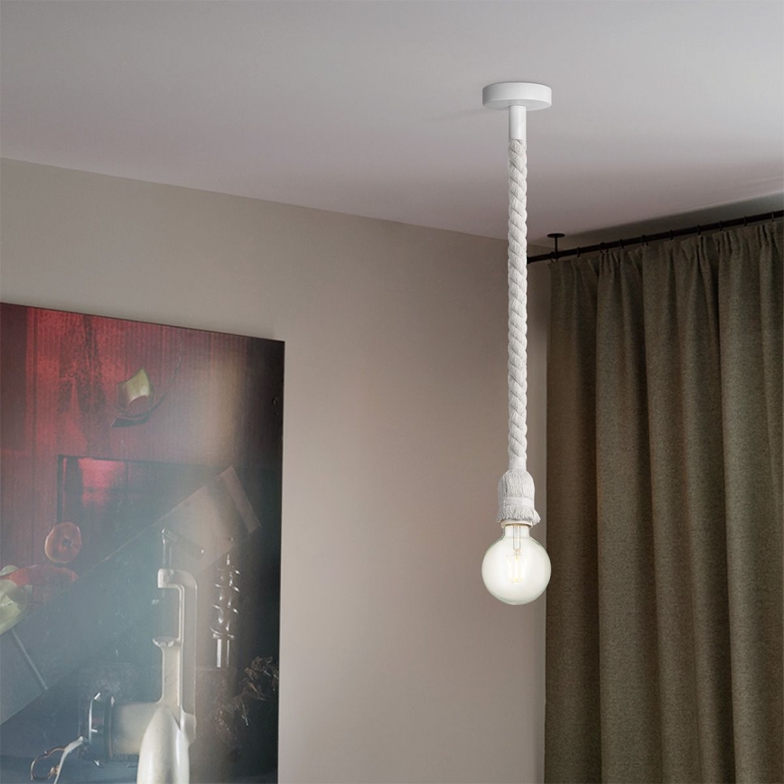 Luster na sajli LEONARDO ROPE 1xE27/10W/230V bela