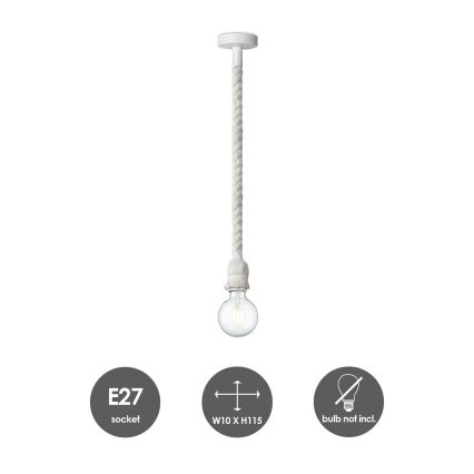 Luster na sajli LEONARDO ROPE 1xE27/10W/230V bela