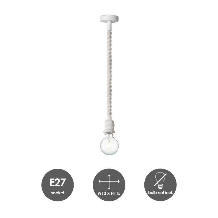 Luster na sajli LEONARDO ROPE 1xE27/10W/230V bela