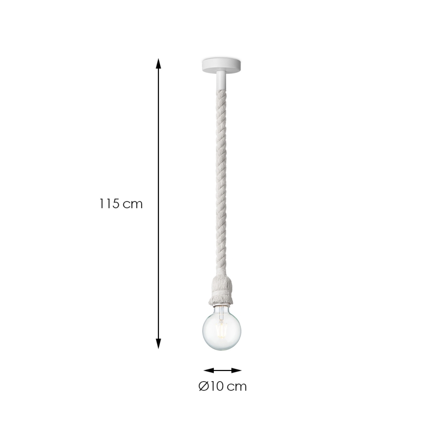Luster na sajli LEONARDO ROPE 1xE27/10W/230V bela