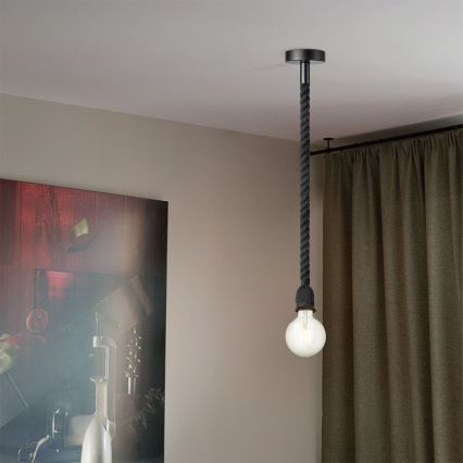 Luster na sajli LEONARDO ROPE 1xE27/10W/230V crno