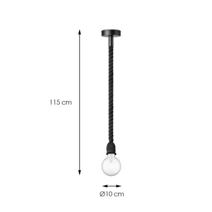 Luster na sajli LEONARDO ROPE 1xE27/10W/230V crno