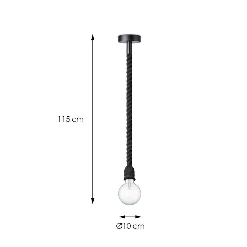 Luster na sajli LEONARDO ROPE 1xE27/10W/230V crno