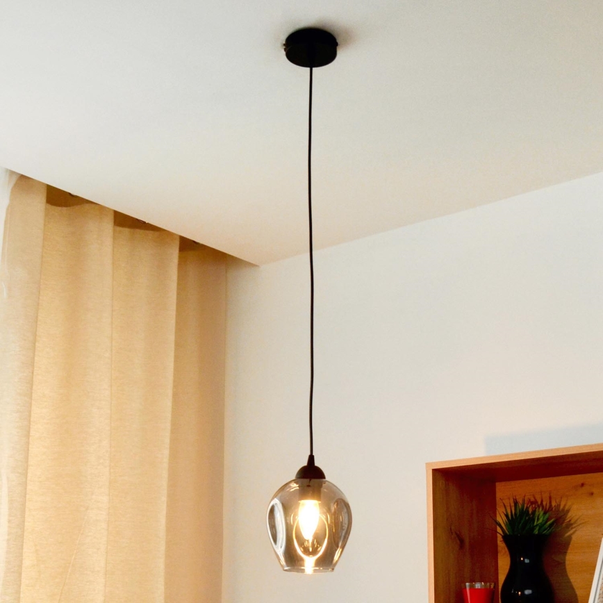Luster na sajli LILI 1xE27/15W/230V crno/sivo
