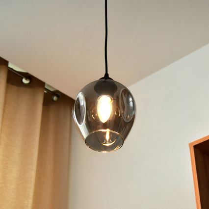 Luster na sajli LILI 1xE27/15W/230V crno/sivo