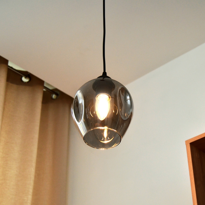 Luster na sajli LILI 1xE27/15W/230V crno/sivo