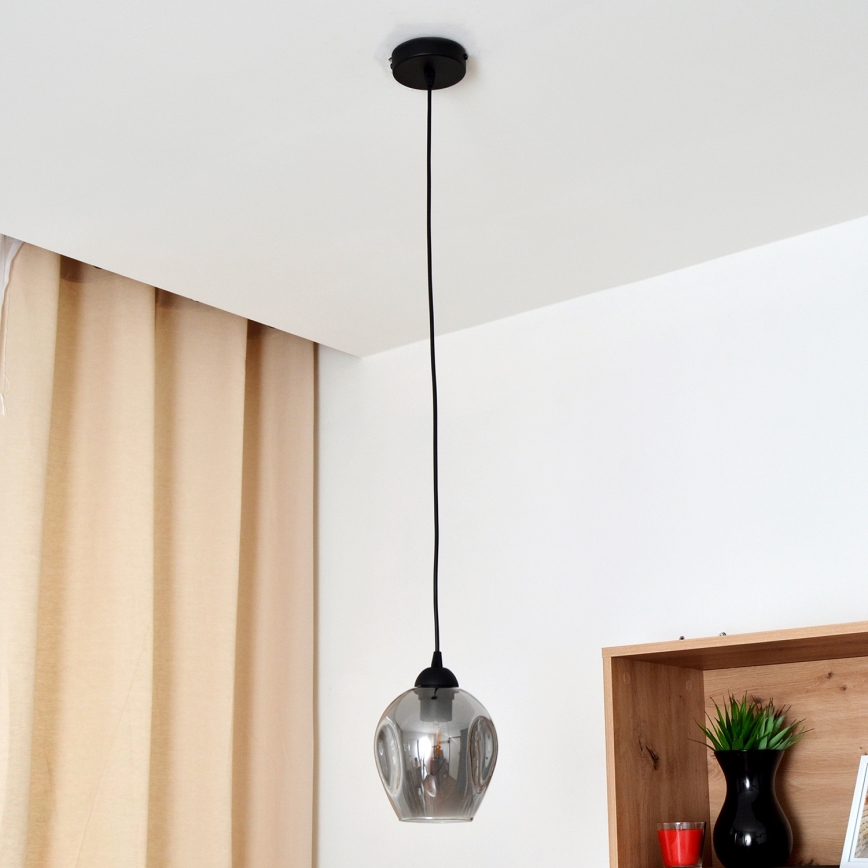Luster na sajli LILI 1xE27/15W/230V crno/sivo