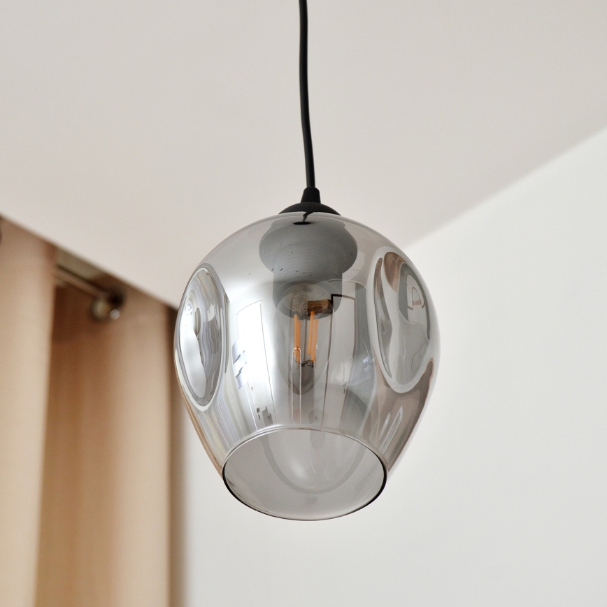 Luster na sajli LILI 1xE27/15W/230V crno/sivo