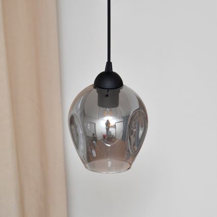 Luster na sajli LILI 1xE27/15W/230V crno/sivo