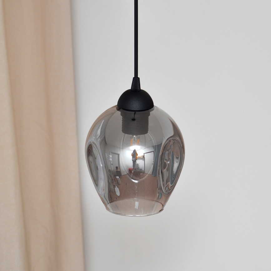 Luster na sajli LILI 1xE27/15W/230V crno/sivo