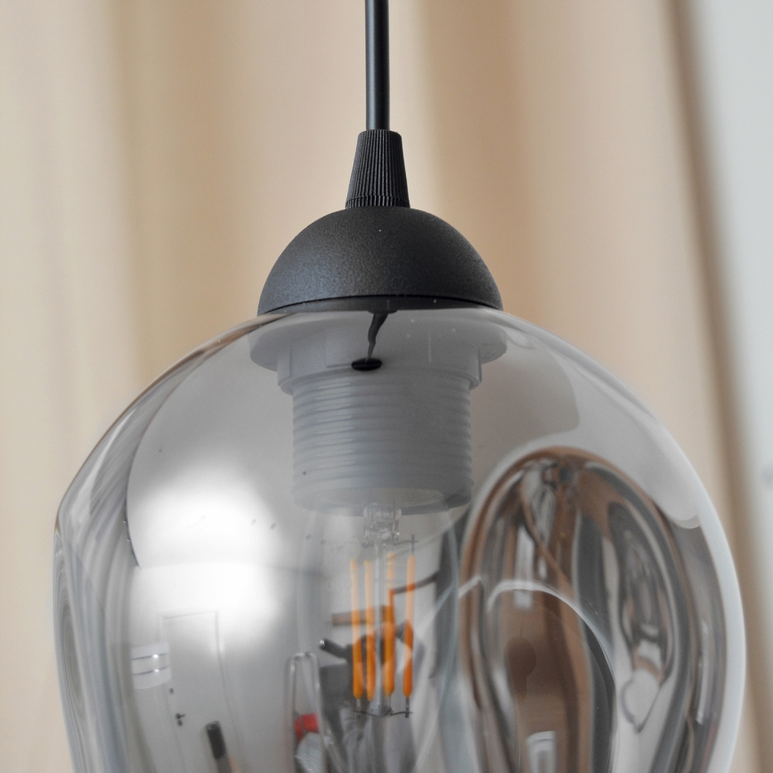 Luster na sajli LILI 1xE27/15W/230V crno/sivo