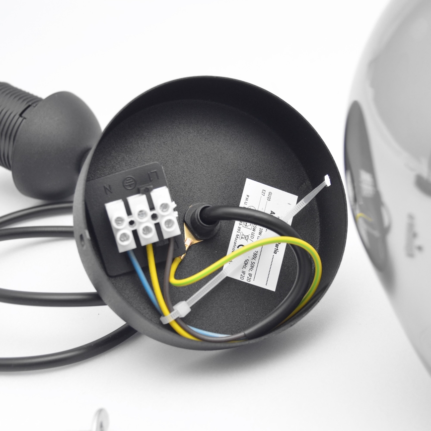 Luster na sajli LILI 1xE27/15W/230V crno/sivo