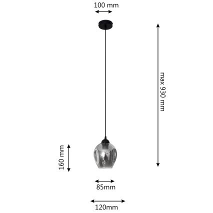 Luster na sajli LILI 1xE27/15W/230V crno/sivo