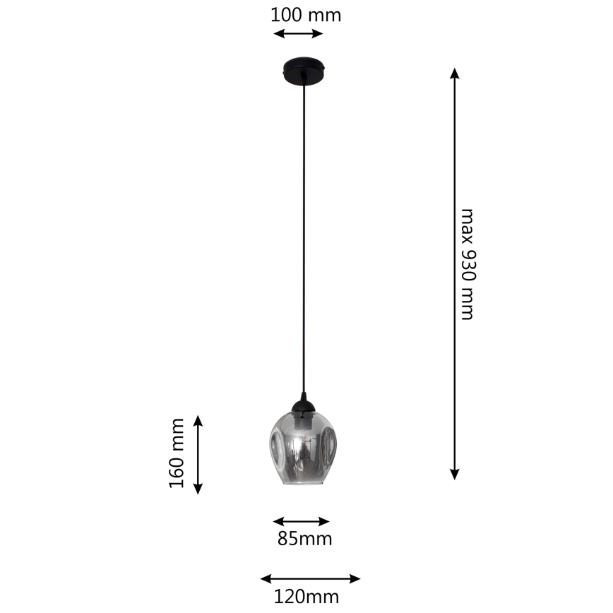 Luster na sajli LILI 1xE27/15W/230V crno/sivo