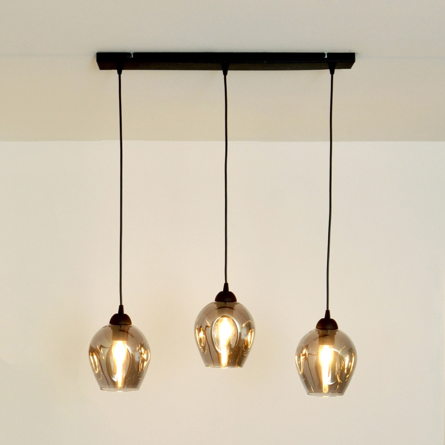 Luster na sajli LILI 3xE27/15W/230V crno/sivo