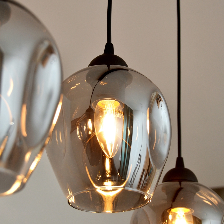 Luster na sajli LILI 3xE27/15W/230V crno/sivo