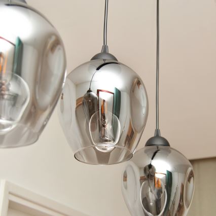 Luster na sajli LILI 3xE27/15W/230V crno/sivo