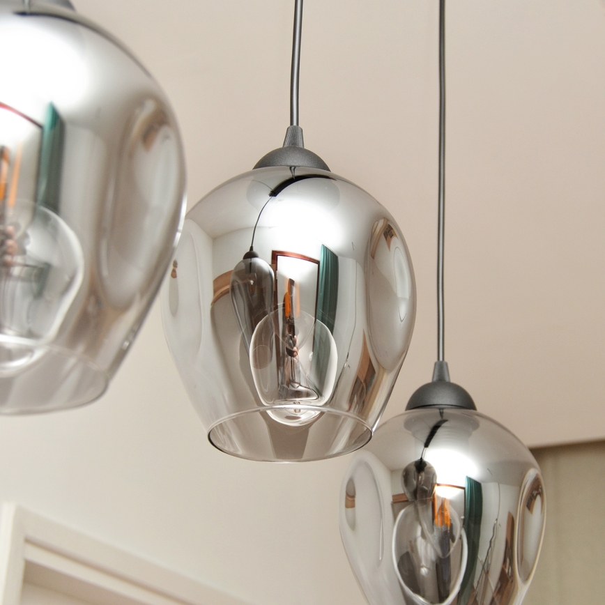 Luster na sajli LILI 3xE27/15W/230V crno/sivo