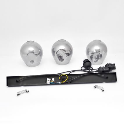Luster na sajli LILI 3xE27/15W/230V crno/sivo