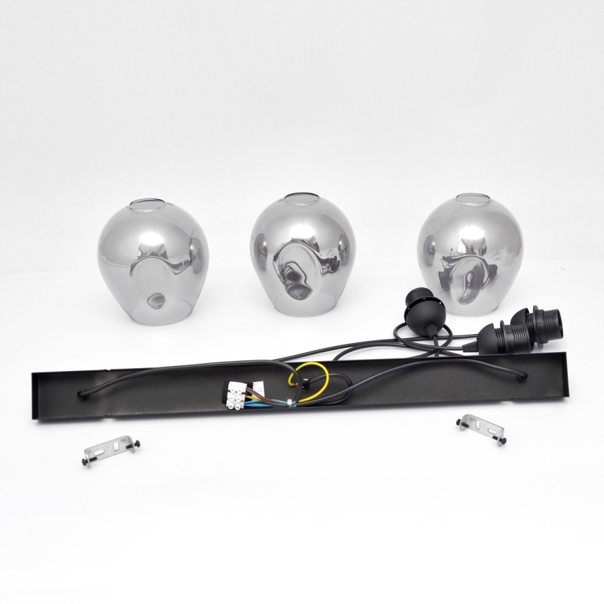 Luster na sajli LILI 3xE27/15W/230V crno/sivo